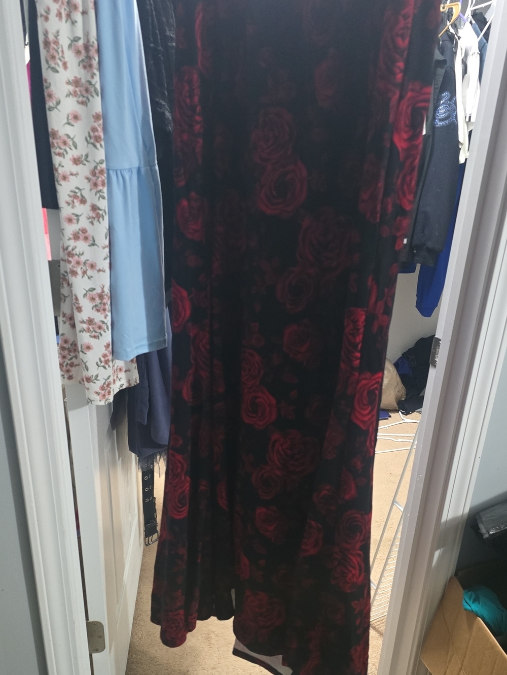 torrid Black Ponte Gown with Red Rose Print - Picture 3 of 7